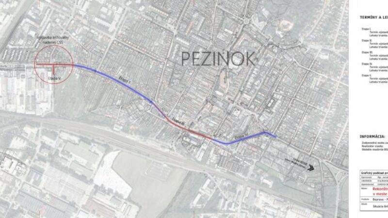 Od pondelka 3. júna začína župný správca komunikácií rekonštruuje hlavnú mestskú cestnú tepnu v Pezinku. Potrvá do konca prázdnin
