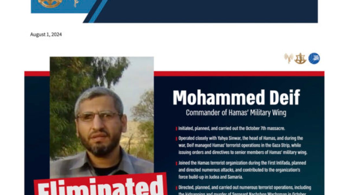Izraelská armáda potvrdila zabitie šéfa vojenského krídla Hamasu Muhammada Dajfa