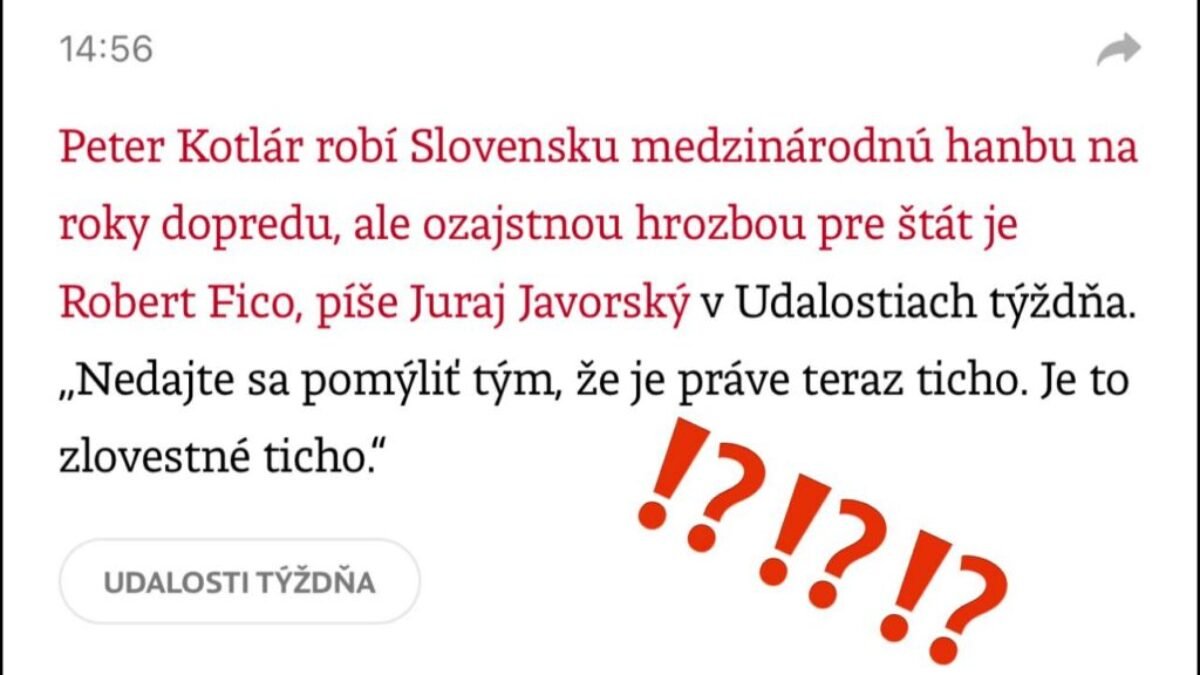 Zuzana Plevíková: KDE JE DNO DENNÍKA N

Presne aj pre takéto hlúpe reči sa udial atentát na R. Fica. Denník N preráža úplné dno, že už naozaj treba iba čakať, či a kde to má spod…