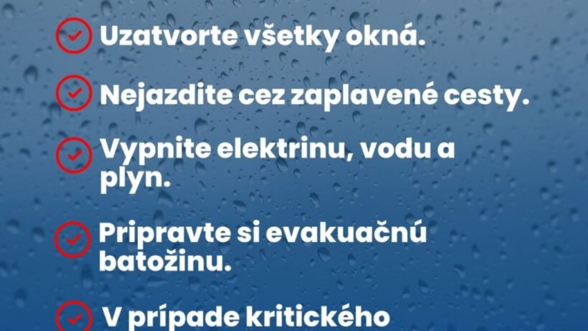 POVODNE: CHRÁŇTE PREDOVŠETKÝM ZDRAVIE, AŽ POTOM MAJETOK

Okrem stúpajúcej hladiny slovenského úseku Dunaja je zvýšená pozornosť sústredená aj na hydrologic…