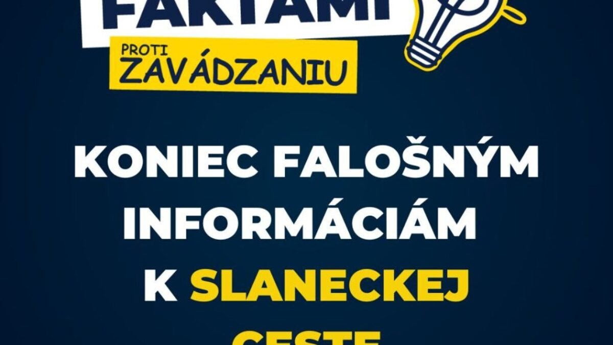 Košice:  KONIEC FALOŠNÝM INFORMÁCIÁM K SLANECKEJ CESTE

Od prvotnej myšlienky o rozšírení Slaneckej cesty k samotnej realizácii prešlo 30 rokov. S jej rekonštrukcio…