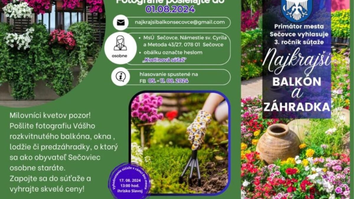 Mesto Sečovce organizuje III. ročník súťaže o najkrajší balkón a predzáhradku