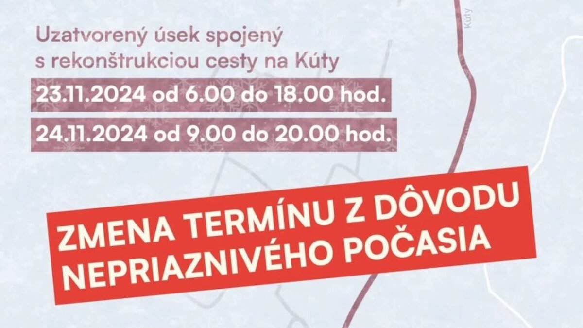Prešov: AKTUALIZÁCIA: ZMENA POKLÁDKY ASFALTU NA KÚTOCH

 Vzhľadom na nepriaznivé počasie sa plánovaný víkendový termín pokládky asfaltu na ulici Kúty (23.11. a 24.1…