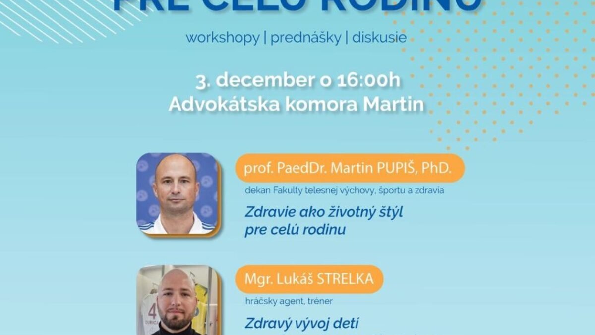 Martin : Pozývame vás na podujatie Cesta k zdraviu pre celú rodinu!

Príďte sa inšpirovať a dozvedieť viac o zdravom životnom štýle a podpore pohybových aktivít pre …