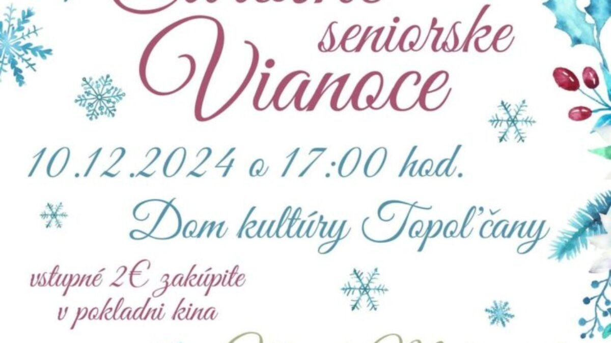 Topoľčany: ČAROVNÉ VIANOCE
pripravujeme už 10. decembra pre všetkých topoľčianskych seniorov. A ešte vás na ne aj odvezieme! 
Vláčik motoráčik vyrazí zo štyroch rôznyc…