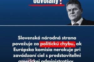 Slovenská národná strana vyzýva Roberta Fica, aby odvolal Maroša Šefčoviča