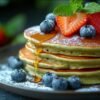 Vegánske matcha palacinky nadýchané, zdravé, ideálne na raňajky.