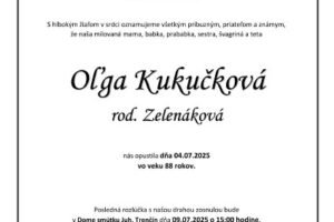 Mesto Trenčín: Oľga Kukučková rod. Zelenáková