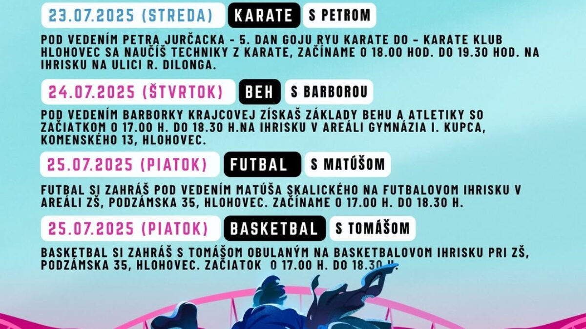Mesto Hlohovec: ROZPIS TRÉNINGOV NA BUDÚCI TÝŽDEŇ – MLÁDEŽ NA ŤAHU