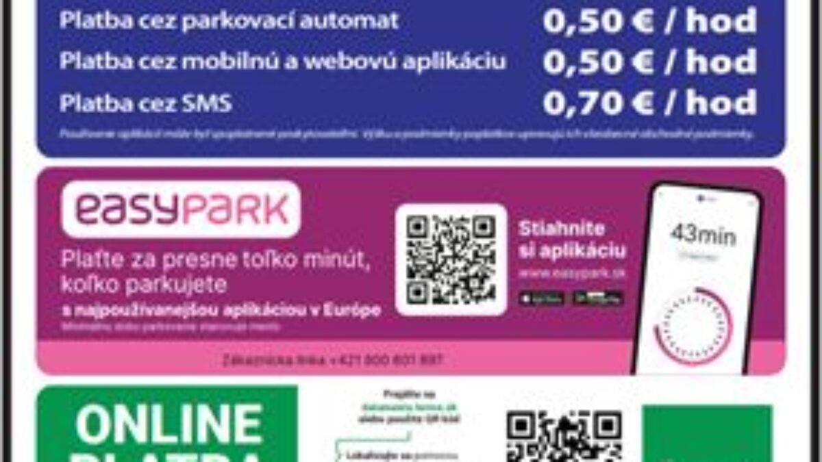Mesto Levice: Informácia o možnostiach úhrady plateného parkovania