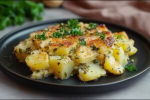 Vegánsky zemiakový nákyp s omáčkou. Jednoduchý a zdravý recept 2025