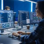 People coding in a business environment.