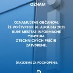 Mesto Dubnica nad Váhom: OZNAM