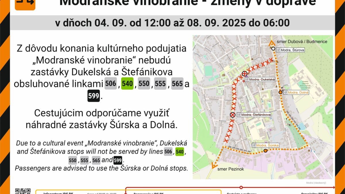 Mesto Modra: MODRANSKÉ VINOBRANIE – POSILNENIE AUTOBUSOVEJ DOPRAVY