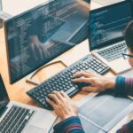 A developer writing code