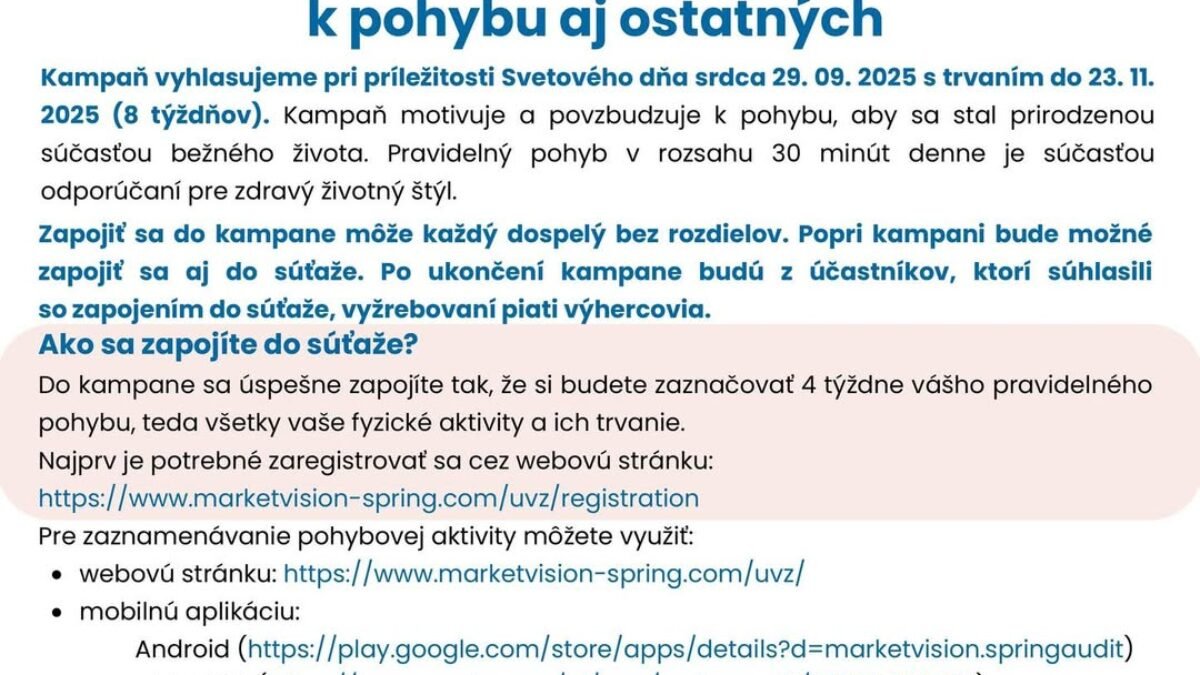 Mesto Banská Bystrica: BANSKOBYSTRIČANIA, VYZVIME SRDCE K POHYBU