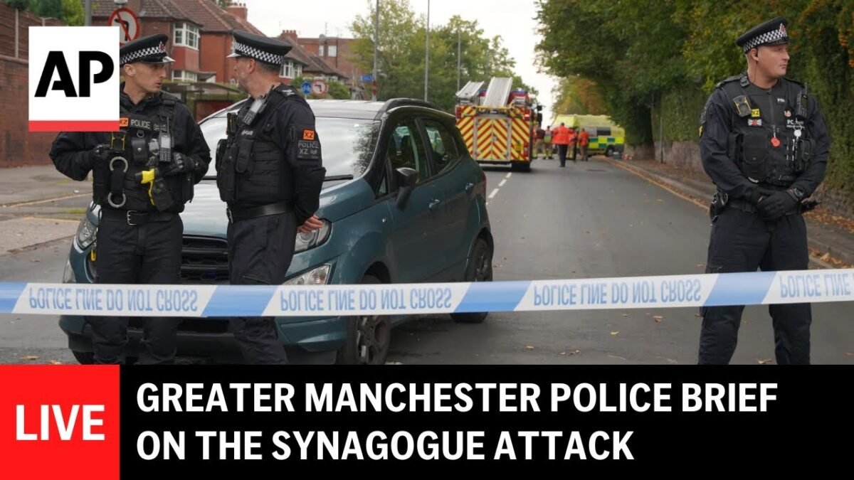 Tlačová konferencia polície Greater Manchester k útoku na synagógu