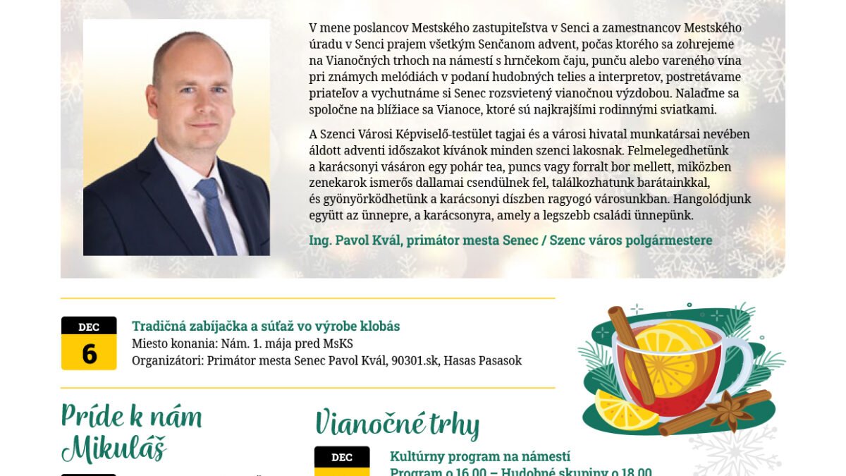 Mesto Senec: SENČAN DECEMBER 2025