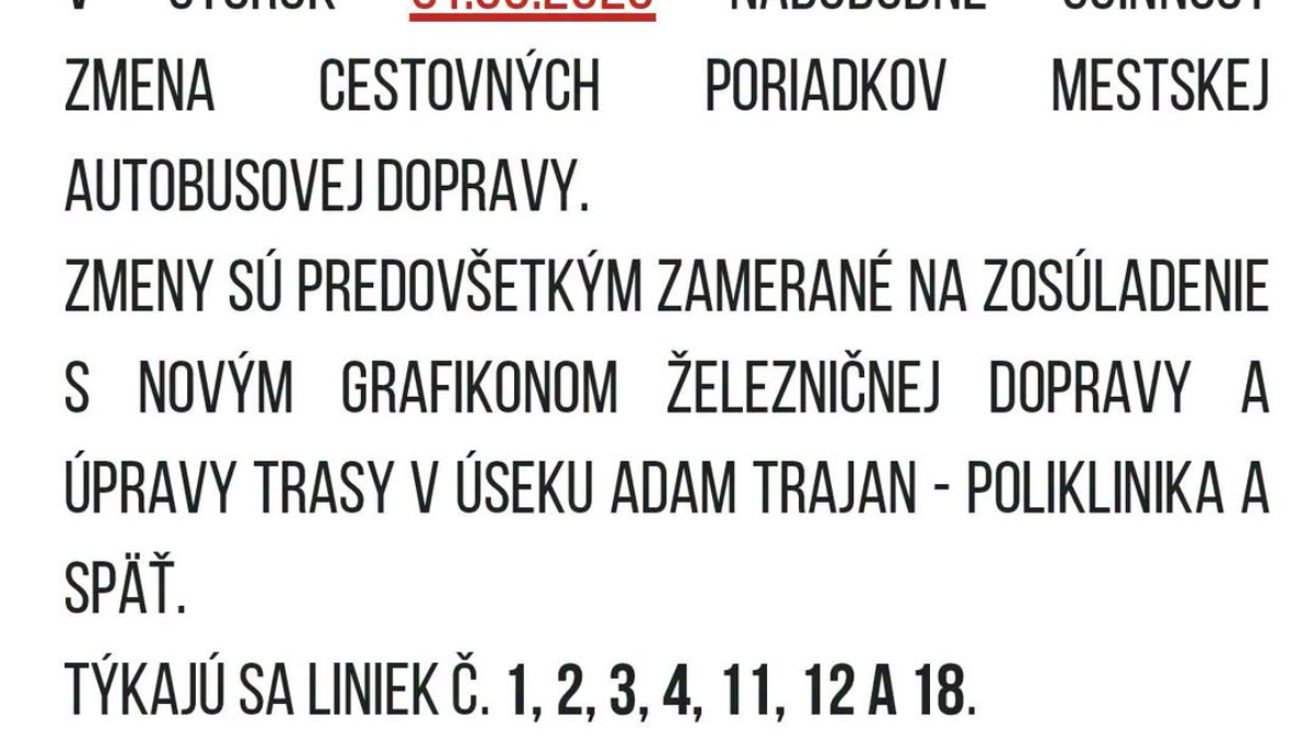 Mesto Piešťany: ZMENY CESTOVNÝCH PORIADKOV