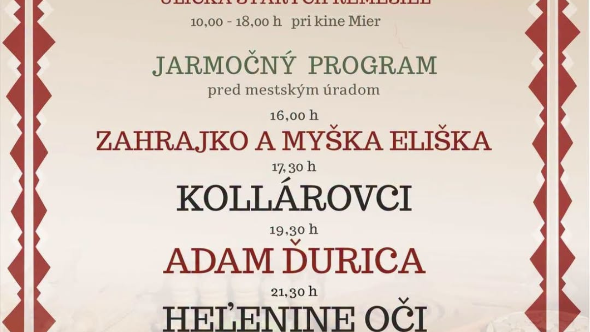 Mesto Považská Bystrica: Po Kultúrnom lete nás čaká ešte tradičný Považskobystrický jarmok  Tento rok už tridsiaty